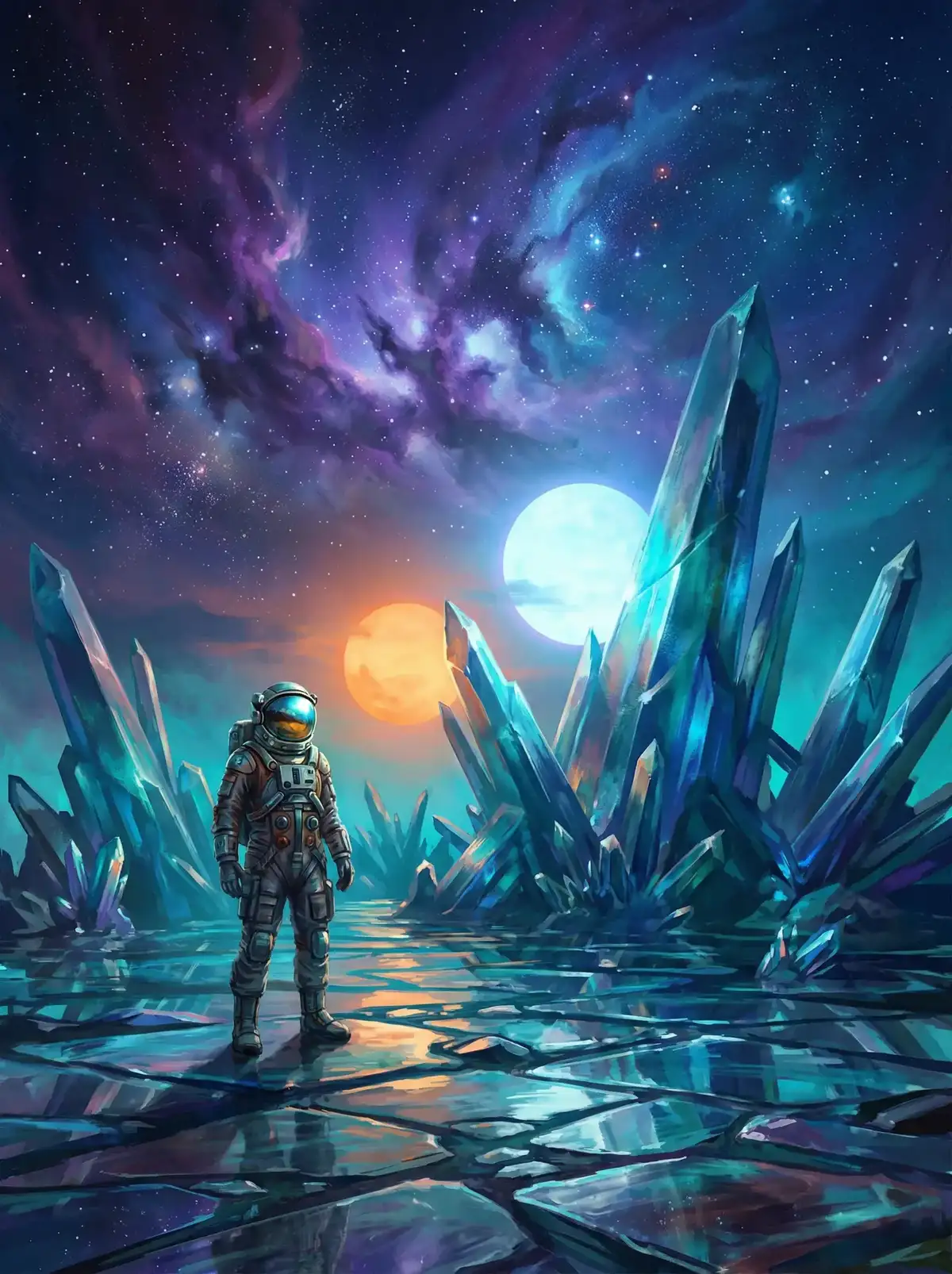 麻豆影视| - 异星探索者在结晶星球表面行走